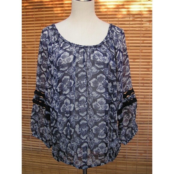Lucky Brand Tops - LUCKY BRAND 100% Rayon Floral Print Elastic Hem Peasant Blouse SM EXCELLENT!!